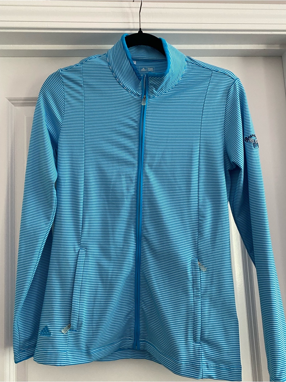 adidas Light Blue Striped Utility Zip Jacket